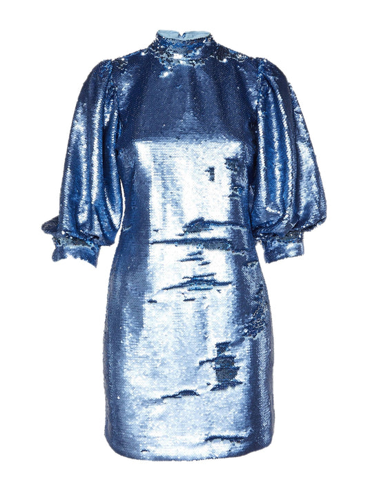 Ganni - Gathered sequined tulle mini